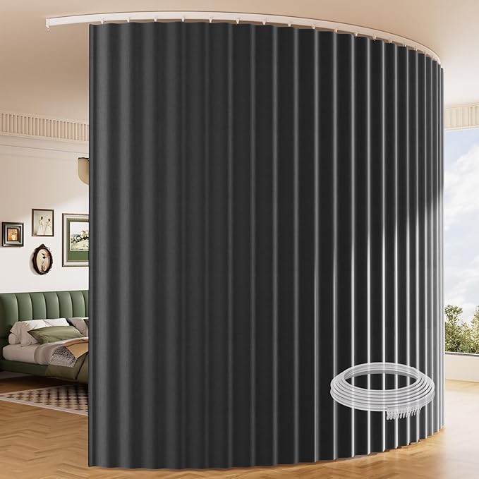 Room Divider Ceiling Curtains W/Flexible Track Sets, inch Extra Long Blackout