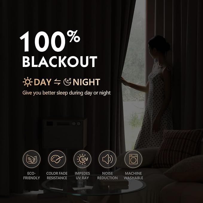 FMFUNCTEX 100% Blackout Curtains