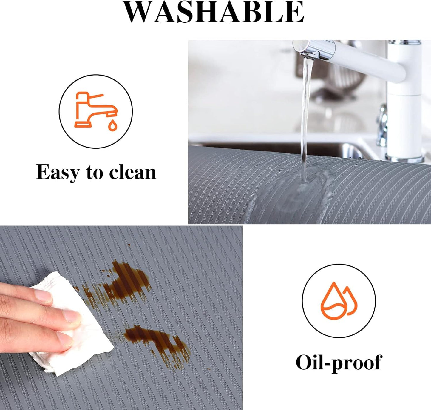 Shelf Liners for Kitchen Cabinets, 24Inch x 20Ft, Non Adhesive Shelf Liner, Non-Slip Kitchen Drawer Liners, Waterproof Durable Cabinet Liners for Shelves, Refrigerator, Pantry, Dark Gray