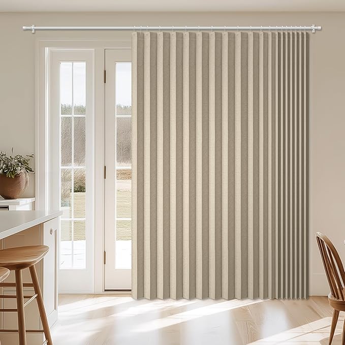 AJAZZ Blackout Accordion Door Curtain 98"x78" Cream Yellow