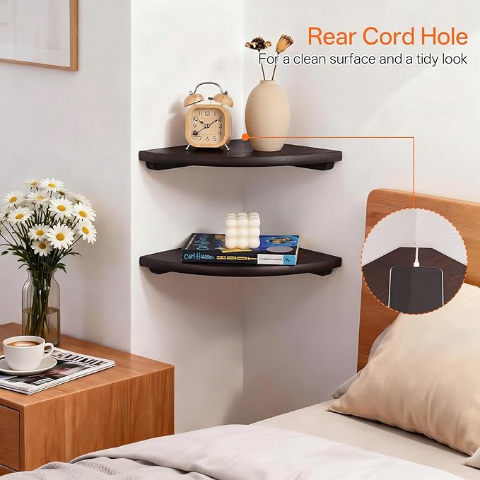 Gieanoo Corner Wall Shelf, 10inch Solid Oak Wood Floating Corner Shelf