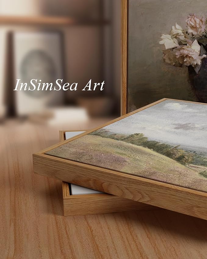 InSimSea Framed Canvas Wall Art Vintage Decor, Old Cottages Countryside Large Canvas Wall Art, Rustic Farmhouse Hanging Wall Decor for Bedroom Living Room Bathroom, 20"x30"