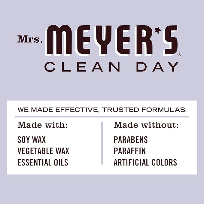 MRS. MEYER'S CLEAN DAY Lavender Soy Candle, Garden-Inspired Aromatherapy Homekeeping, 35 Hour Burn Time, Made with Essential Oils, 7.2 oz Large Glass Jar Candles (Pack of 2)
