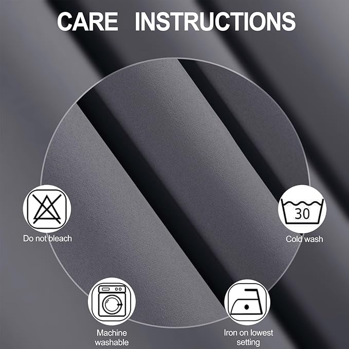 LEMOMO Blackout Curtains 52 x 90 Inch Long Grey Curtains Set of 2 Panels Room