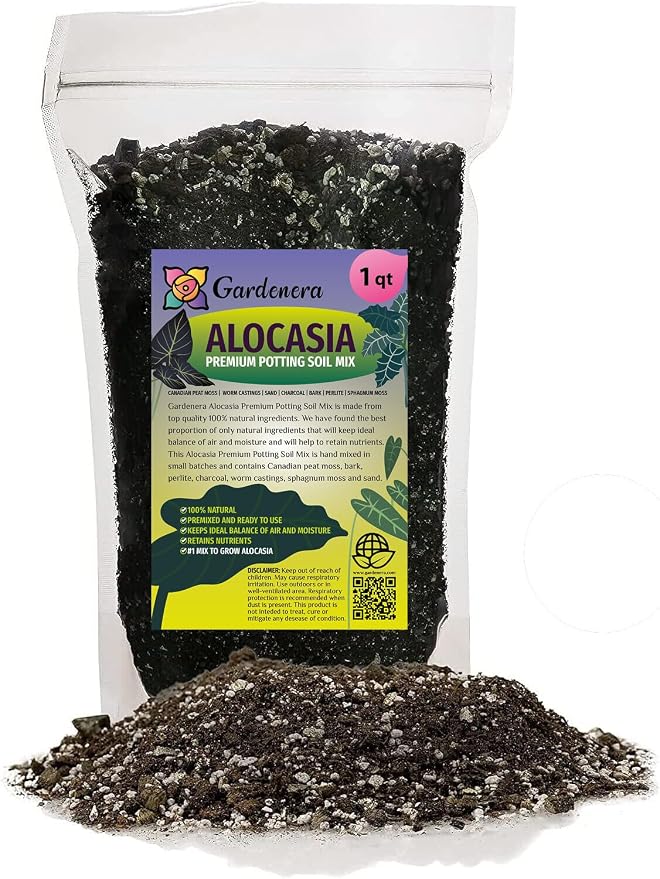 Gardenera Premium Alocasia Plant Potting Mix - Crafted for Thriving Growth and Striking Elegance - 1 Quart, MAIN-ALOCASIA-1QT