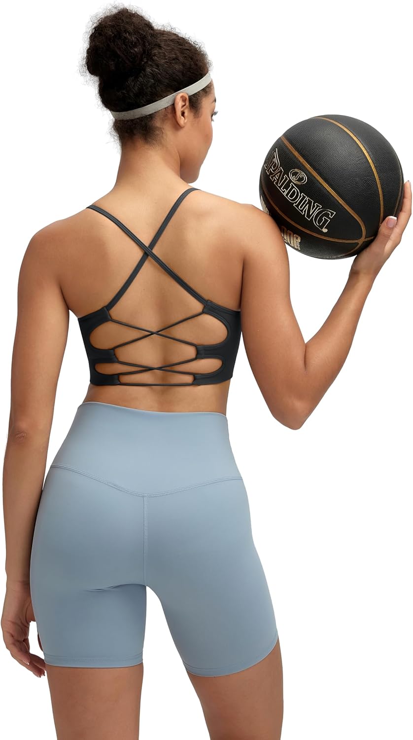 Running Girl Sports Bra - Seamless Crisscross Back Design | Medium Support with Removable Pads