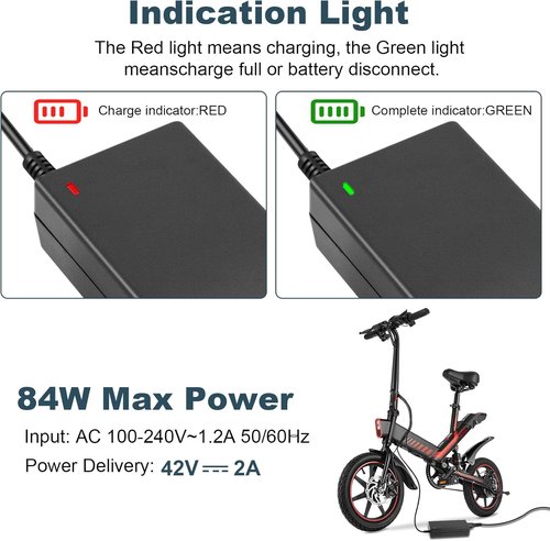 GOTRAX 42V 2A Electric Scooter Charger - Universal Replacement with 7 Plugs for 36V 10S Li-ion Battery