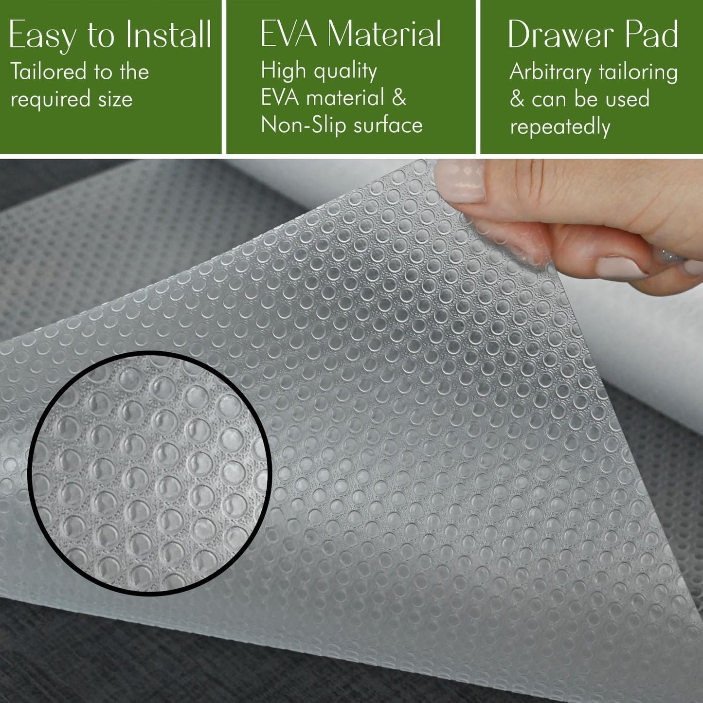 EVALAND 19.6" x 33 FT Non-Slip Shelf Liner, Non-Adhesive, BPA-Free, Waterproof Pantry Liner for Shelves, Easy to Cut, Oil-Proof Shelf Liners for Kitchen, Cabinets, Drawers, Refrigerator, Clear