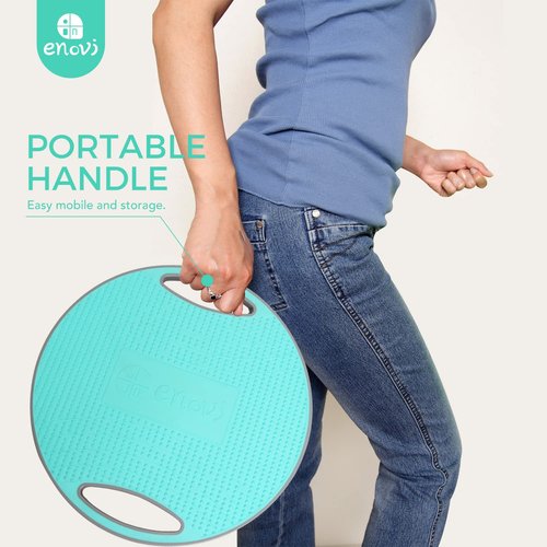 Enovi Turquoise Balance Board, Wobble Board, For Standing Desk, Physical Therapy and Core Training, Home Gym, 360° Rotation Non-Skid Balance Trainer