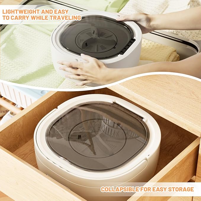 Portable Washing Machine, 12L Large Capacity Foldable Washer, Dryer with 3 Cleaning Modes, Upgraded Small Mini Laundry Machine for Baby Clothes, Underwear, Socks, Apartment, Travel, Camping, Dorm