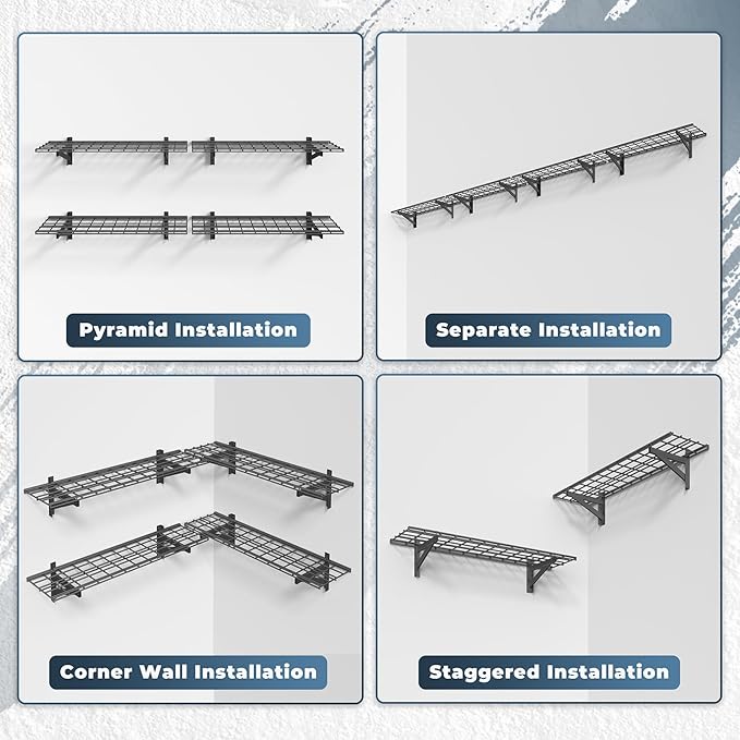 Jusgym 4 Pack Heavy Duty Garage Wall Shelving Set, Wall Mounted Garage Shelves