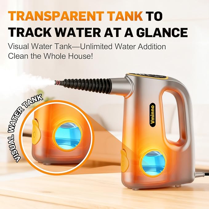Handheld Pressurized Steam Cleaner for Home - 15s Heat-Up 3-Level Adjustable Steam Cleaner with 14pcs Accessories, Multi-Surface Steamer for Cleaning Car Detailing, Tile, Grout, Chemical-Free(Grey)