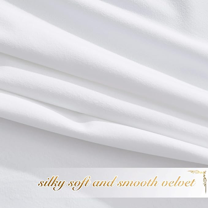 NICETOWN White Velvet Curtains and Drapes 102 inches Long, Extra Long Elegant