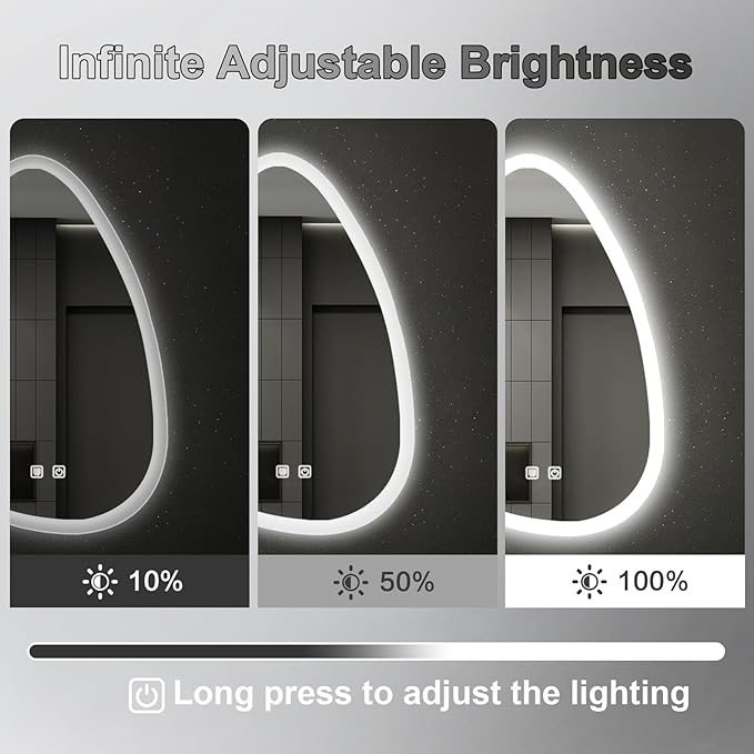 16x24 LED Bathroom Mirror with Lights Irregular, Lighted Bathroom Vanity Mirror