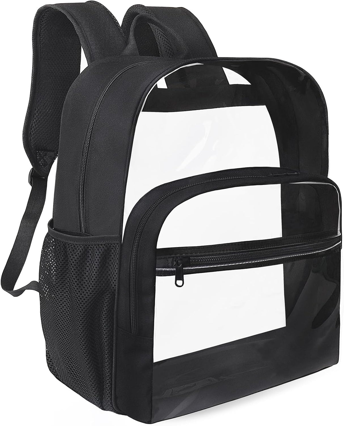 Skiennix Clear Backpack - Heavy Duty Transparent Bookbag for School | 18-Inch Black PVC Design