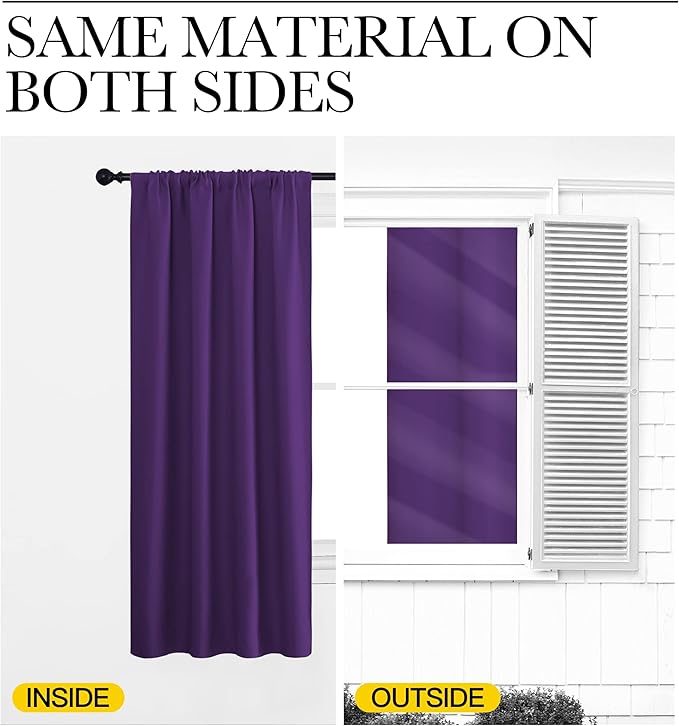NICETOWN Kitchen Curtains, Royal Purple, Short Blackout Curtains & Drapes
