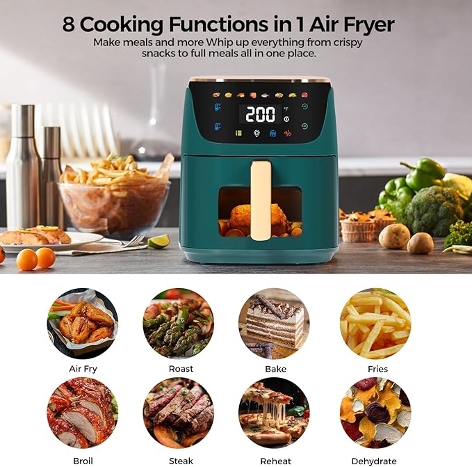 Panana Air Fryer, 8QT Large Capacity Air Fryer, Oilless Healty Cooker Airfryer Oven with 8 Presets, 1500W Air Fryers for Quick Meal, Home Use