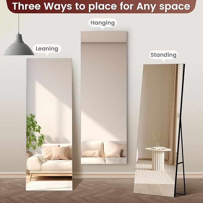 Kosmonia 58x18 Frameless Full Length Silver Coating Mirror w/Distortion Free