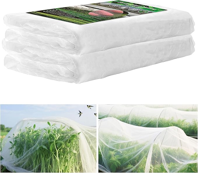 Garden Netting 10x33FT 2 Packs Ultra Fine Mesh Netting Bird Barrier Protection Vegetable Fruit Tree Bushes Plant Cover for Raised Bed