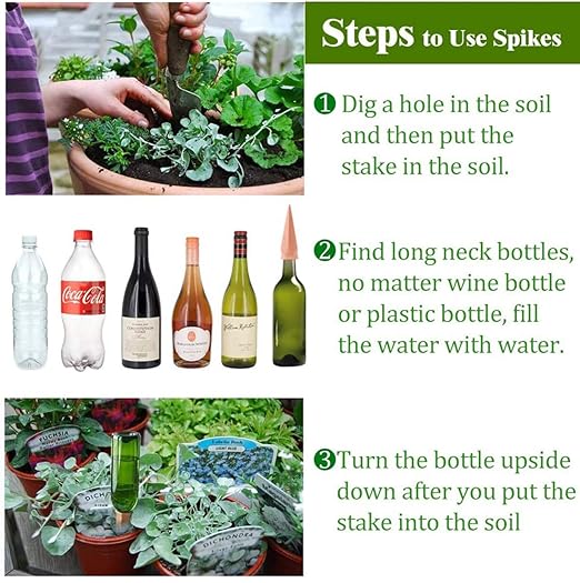Plant Watering Devices 6 Pack Terracotta Vacation Plant Waterer Wine Bottle Watering Stakes Slow Release Plant Watering Spikes Self Watering Devices for Indoor Outdoor Plants