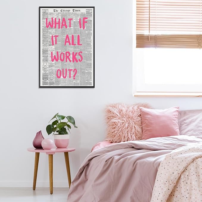 Liyark Retro Trendy Newspaper Canvas Wall Art 'What If All Works Out' Poster