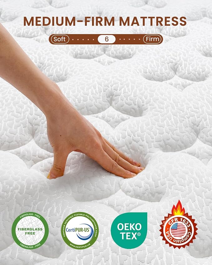 BedStory Full Size Mattress Medium Firm - 12 Inch Hybrid Mattress Full with 2.0mm Advanced Pocket Springs - Optimal Spine Alignment and Motion Isolation, CertiPUR-US Certified