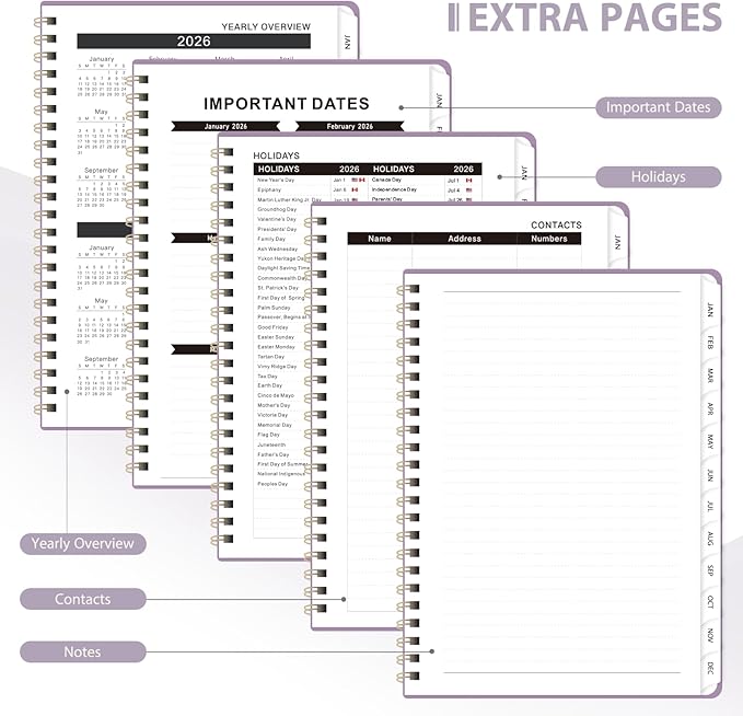 2026 Planner, Weekly and Monthly Calendar Academic Planner, Jan 2026 - Dec 2026, Planning Agenda Book for Desk Accessories and School Supplies - A5 (6.3'' x 8.5'')