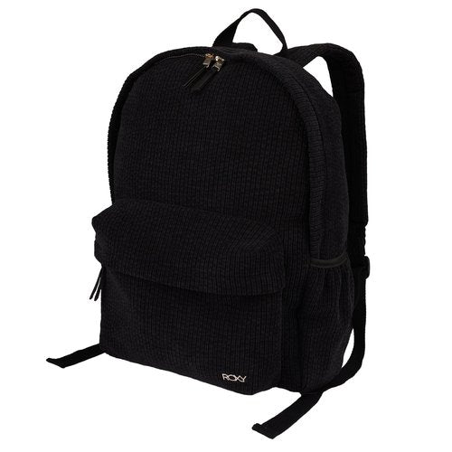 Roxy Women's Feeling Good Stylish Soft Corduroy Backpack with Padded Shoulder Straps and Exterior Storage, Anthracite, 15L
