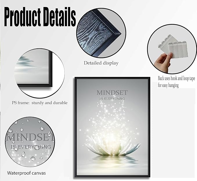 Floating Framed Zen Wall Art, Just Breathe Picture Poster