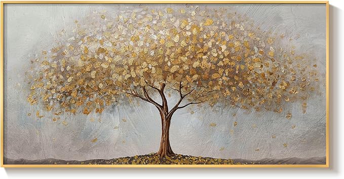 Gold Framed Tree of Life Wall Art, Large Modern Canvas Prints Paintings Artwork