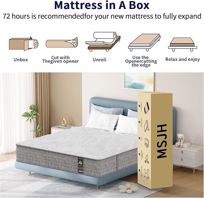 King Mattress 12 Inch, Hybrid Mattress in a Box, Memory Foam Matress with Pocket Spring, Soft & Comfortable Medium Firm, Motion Isolation, Pressure Relief, CertiPUR-US Certified (80"*76"*12")