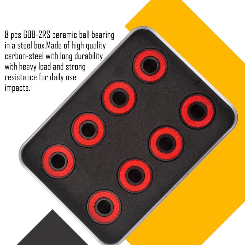 Senston Ceramic Skateboard Bearings High Speed Double Shielded 608 RS ABEC-11 8 Pack Set for Skateboard Trucks Scooters Wheel Roller Skate