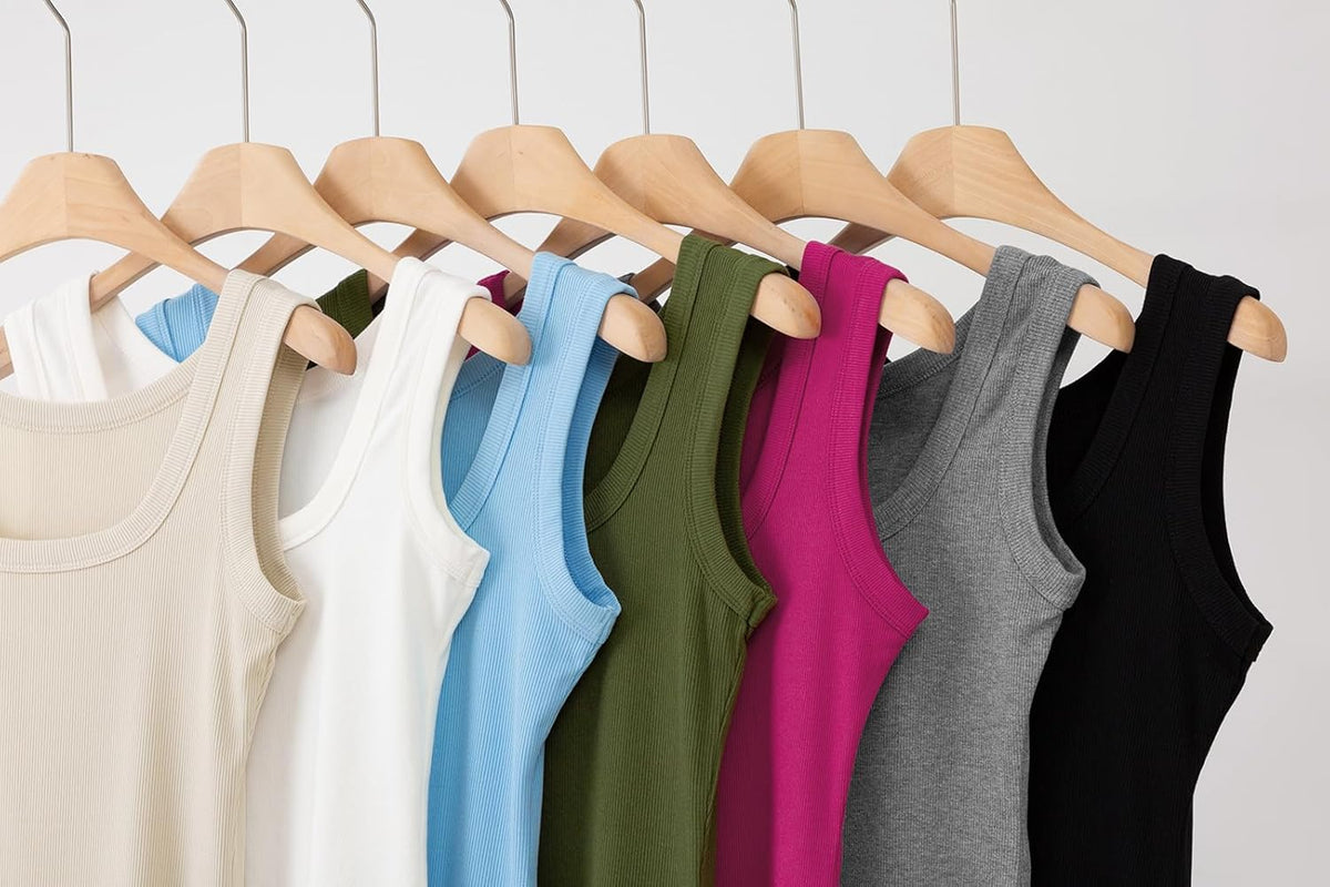 SVALIY Women's Fitted Tank Top - Square Neck Ribbed Sleeveless Shirt | Summer Essential