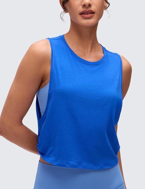 CRZ YOGA Pima Cotton Tank Top - Women's Loose Fit Sleeveless Workout Shirt for Yoga & Gym