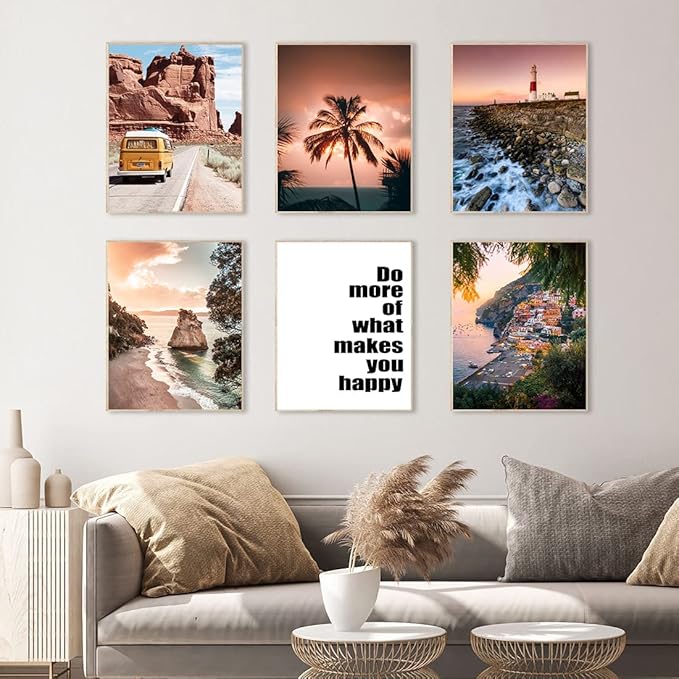 HoozGee Travel Wall Art Prints Seascape Palm Poster Wall Decor Nature Landscape City Coastal Road Scenery Pictures Canvas Photography Photos Home Bedroom Decor (11"x14" UNFRAMED)