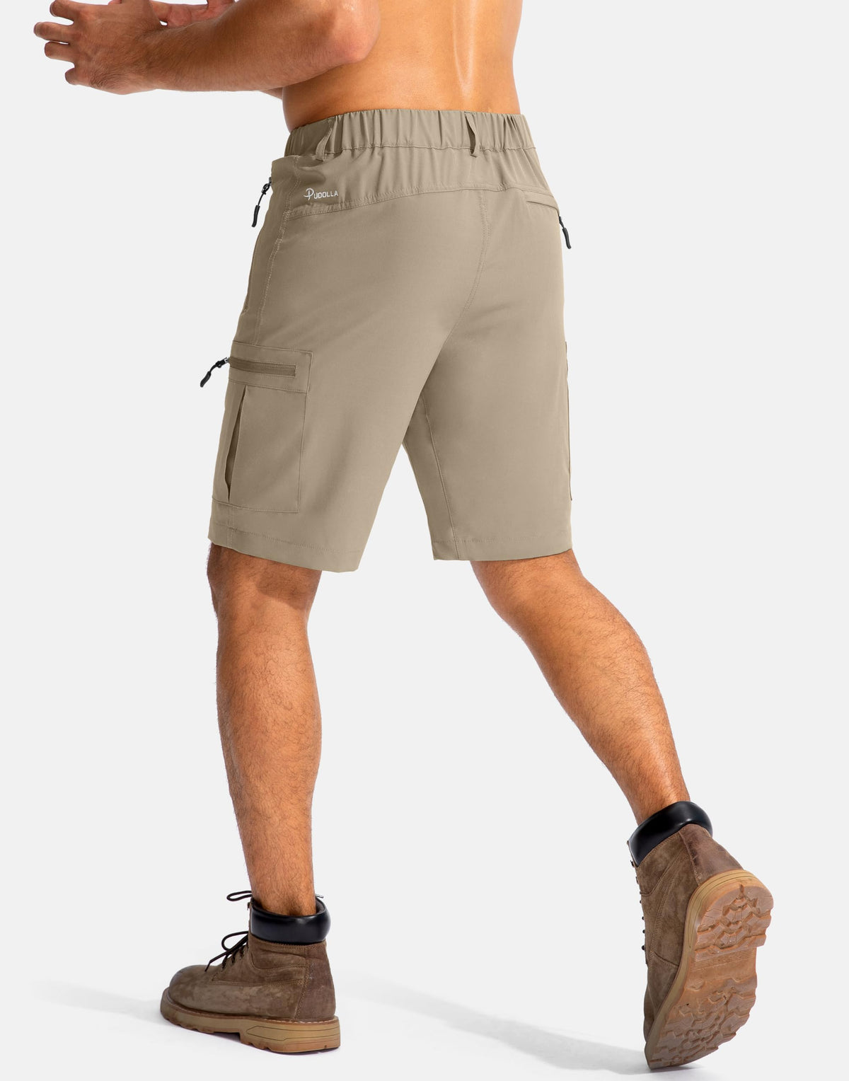Pudolla Men's Hiking Cargo Shorts 9" Lightweight Outdoor Work Shorts for Men Travel Golf Camping Casual with 5 Zipper Pockets(Dusty Khaki X-Large)