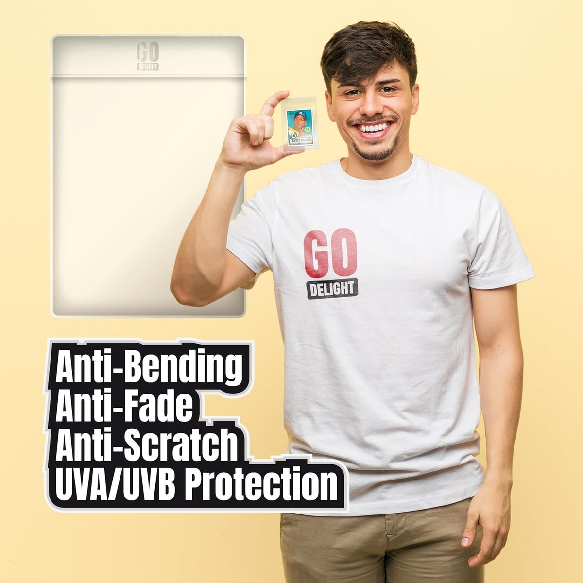 PSA Semi Rigid Card Holders - 100 Bundle for Trading Cards | 50 Holders & 50 Soft Sleeves - 3-5/16” x 4-7/8”