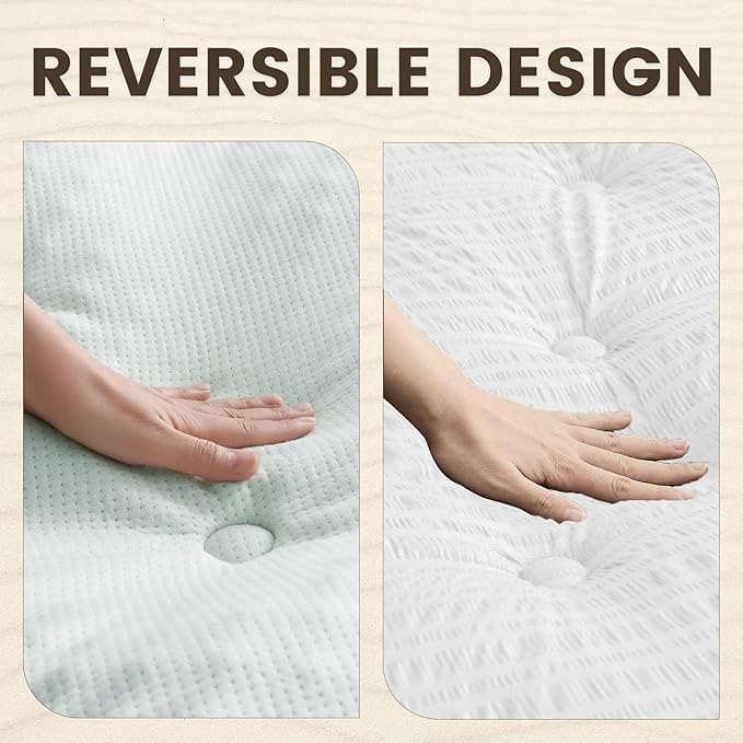 QUIETSEA Reversible Sofa Bed Full Mattress Topper Egg Crate Memory Foam Mattress Topper, Bamboo Viscose Mattress Pad Sofa Full, Waterproof Mattress Cover with Deep Pocket up to 21", 54" x 72"