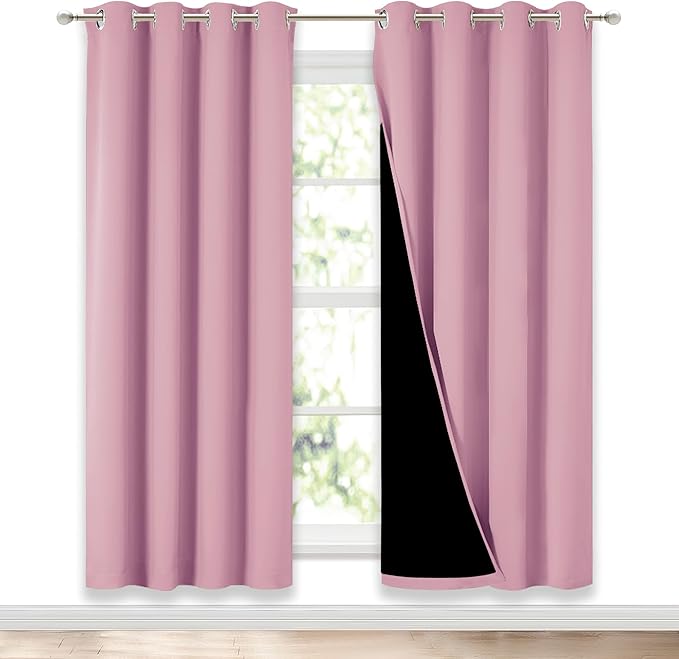 NICETOWN Crystal Pink Full Shade Curtain Panels, Pair of Energy Smart & Noise