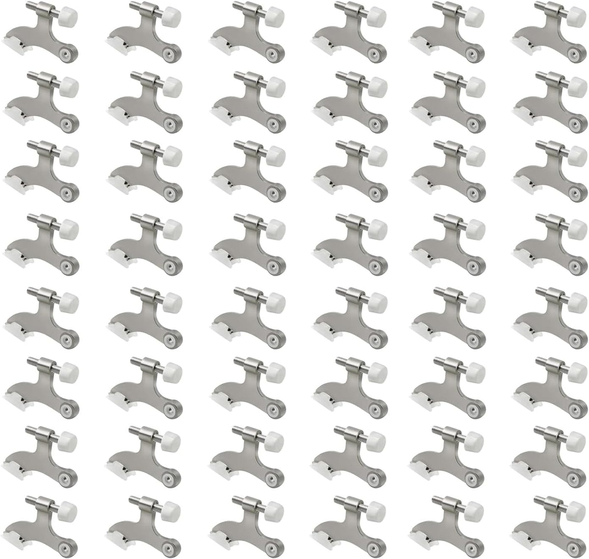48 Pack Hinge Pin Brushed Nickel Door Stopper, Adjustable Heavy Duty Hinge Pin Door Stop with Rubber Bumper Tips