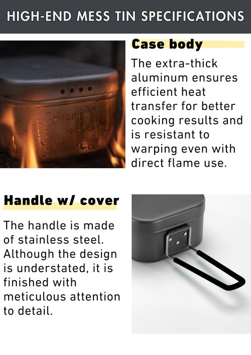 CAMPINGMOON Mess Tin Aluminum Camping Cookware Extreme Thick H-2013