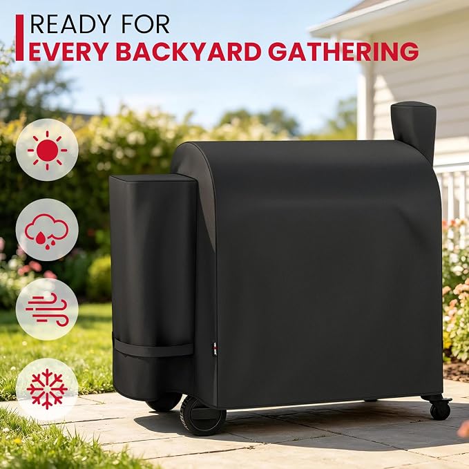 Unicook Grill Cover Compatible with Traeger Pro 34 Series, Texas Elite 34, Century 34, and Pro 780 Pellet Grills, Heavy Duty Waterproof Full-Length Outdoor BBQ Smoker Cover, All-Season Protection