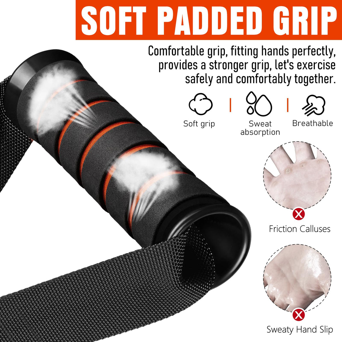 Heavy Duty Exercise Handles, Gym Cable Handles for Cable Machine Attachments, D Handle Cable Attachments, Handles for Resistance Bands, Workout Accessories, Fitness Equipment for Home Gym