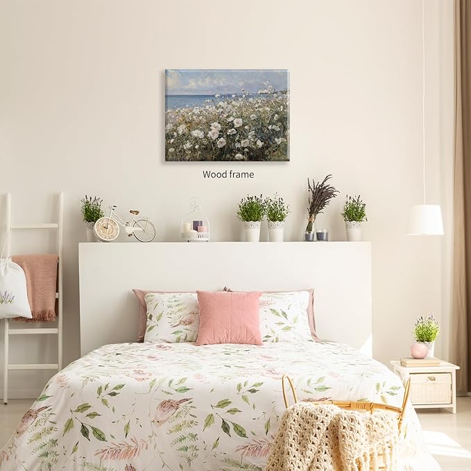 Nature Landscape Wall Art Coastal Wildflower Poster 12X16 inch Framed French