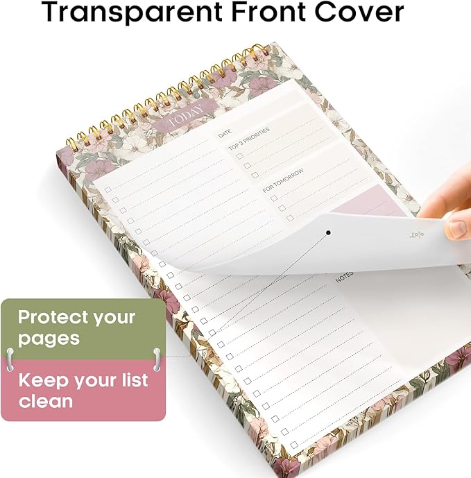 Taja To Do List Notepad - To Do List Notebook for Work with 52 Sheets, 9.8" x 6.5", Undated Daily Planner Perfect for Daily Tasks and Goal Setting, Notepad Suitable for Office, Home & School - Mauve Muse