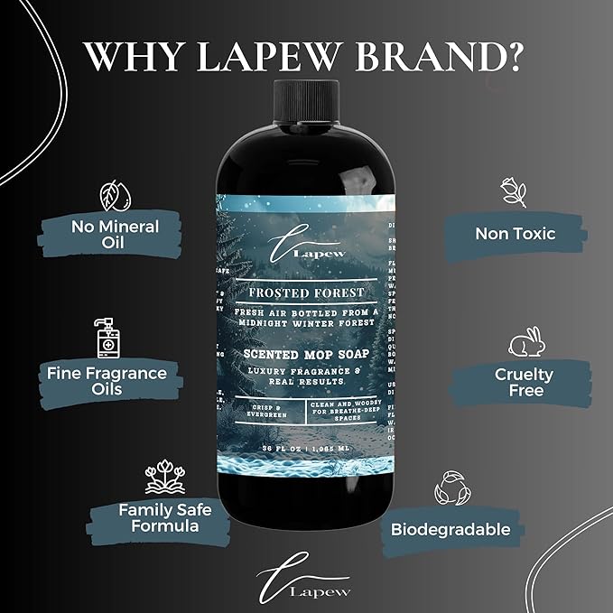 Lapew Frosted Forest Scented Cleaning Bundle | Carpet Deodorizer Powder (16 oz) & Mop Soap Concentrate (36 oz) | Pet-Friendly Odor Eliminator
