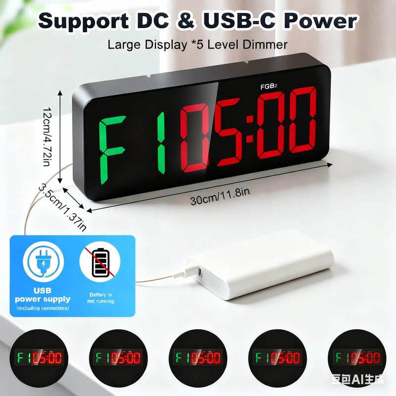Gym Clock Timer for Tabata, FGB & EMOM, Large LED Workout Clock with Remote Control, 10 Custom Interval Modes, 120dB Buzzer, Fitness Digital Timer for Home Gym, HIIT, CrossFit, Boxing, Yoga, Garage