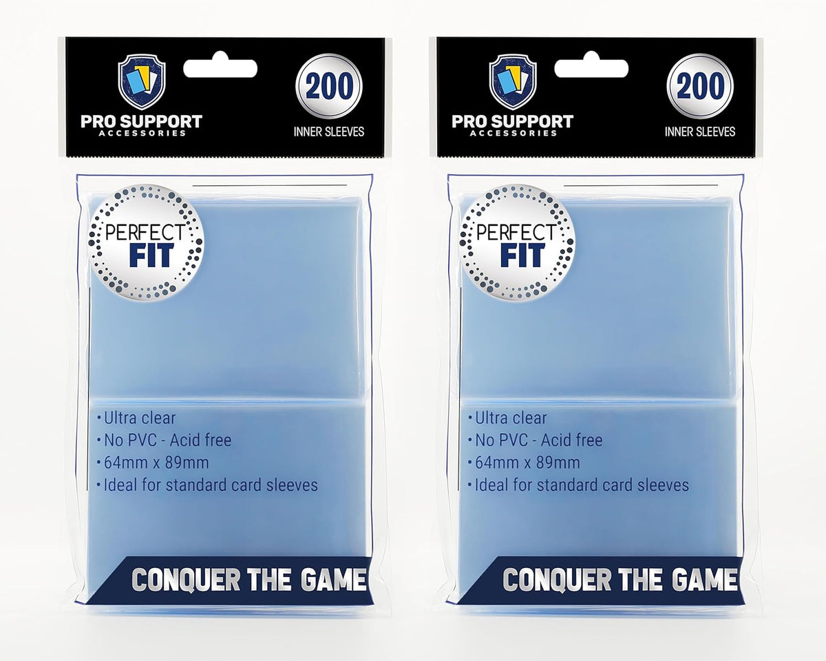 Pro Support 400 Premium Ultra Clear Card Sleeves - Ideal for Double-Sleeving | Standard Size for Pokémon & Magic The Gathering