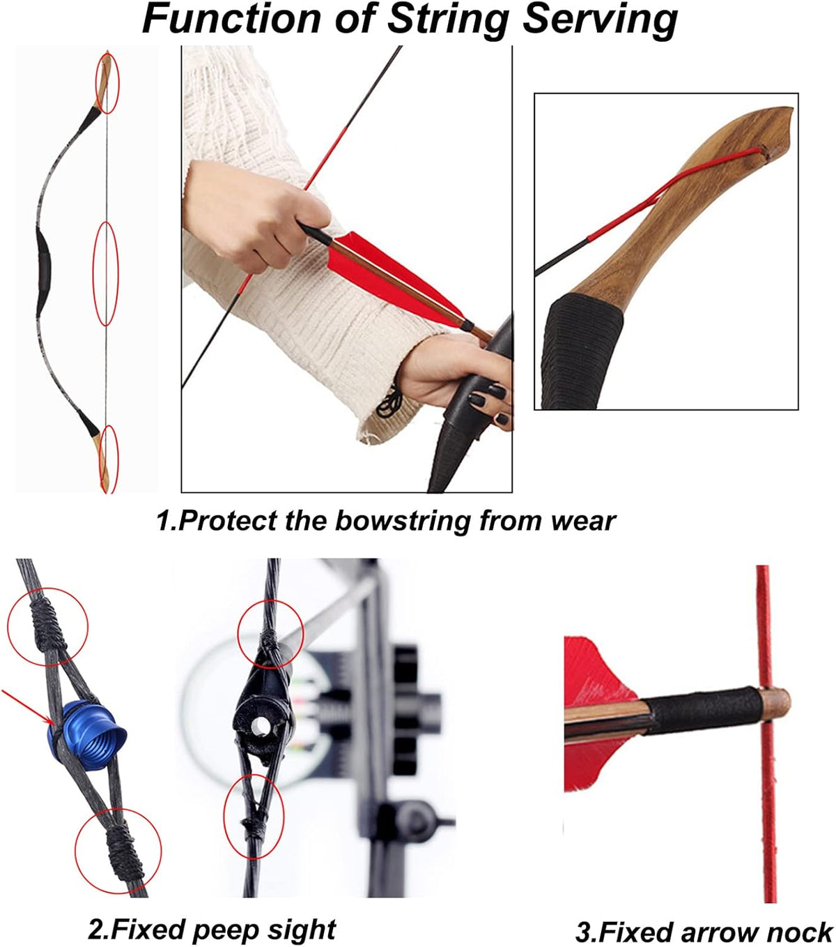 SOPOGER Bowstring Serving Thread Jig - Durable Nylon 131 Yards for Compound & Recurve Bows
