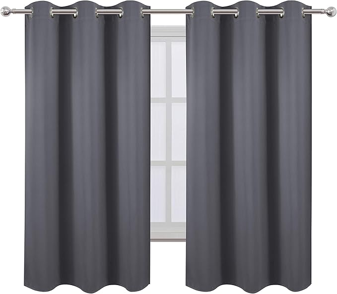 LEMOMO Grey Thermal Blackout Curtains/38 x 63 Inch/Set of 2 Panels Room